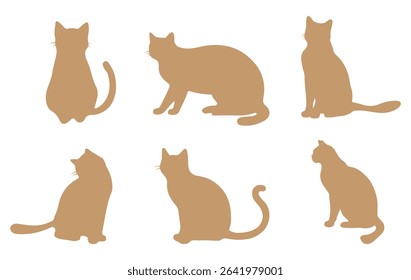 Set of black cat silhouettes.