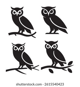 Set of black cat silhouettes icons