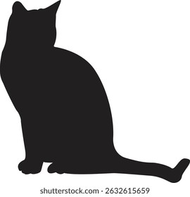 Set of black cat silhouettes in various poses and styles. Ideal for design projects, Halloween themes, pet-related content, and decorative elements. 