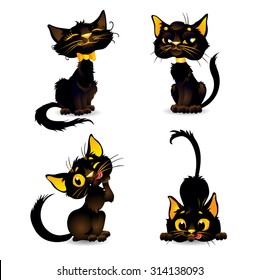 Set black cats for Halloween