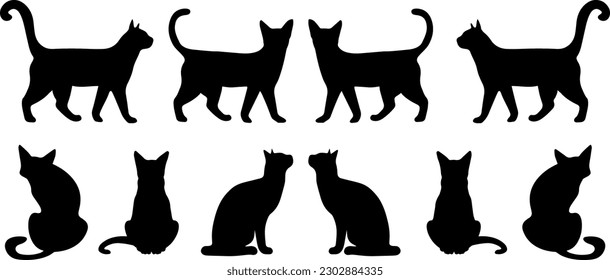 Set of Black cats silhouette