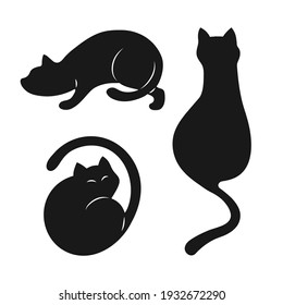 Juego de siluetas de gato negro.
