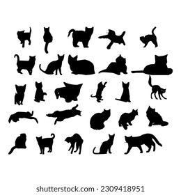Set of black cats silhouettes illustration isolated on white background.