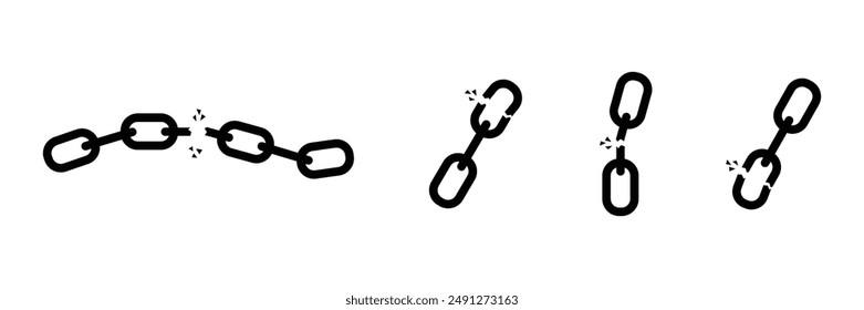 Un conjunto de cadenas negras. Enlaces de cadena aislados sobre fondo blanco. Icono de Enlace.