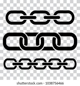 Set of black chains on transparent background. Vector illustration