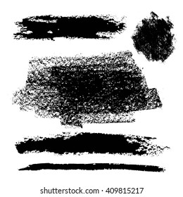Set of black chalk brush strokes. 