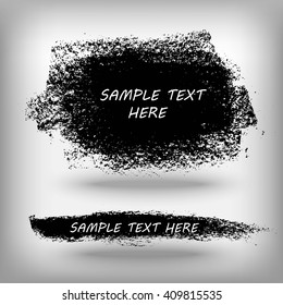 Set of black chalk brush strokes.