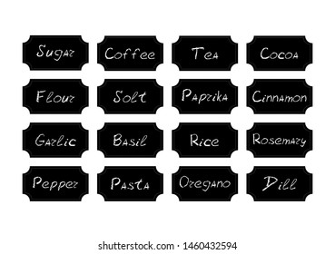 Set of black Chalkboard Labels for kitchen Jar with spices