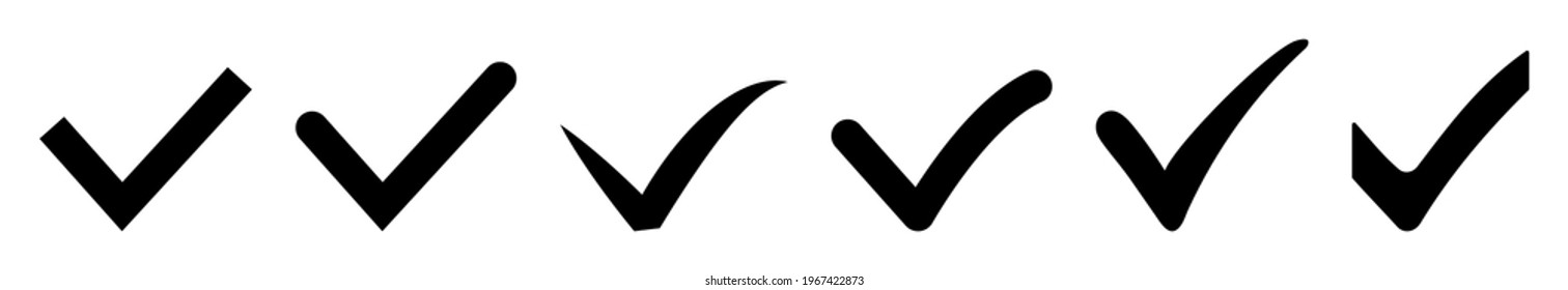 Set of black check mark icon. Tick symbol. Vector illustration
