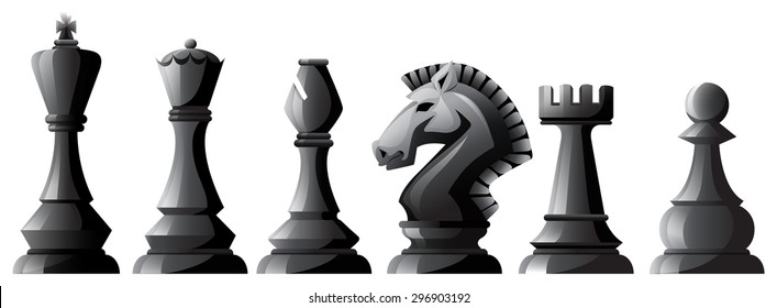 Set of black chess in classic design