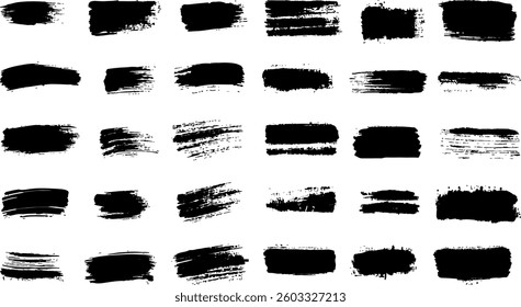  Set of black Chinese calligraphy brush strokes, rough hand-painted texture, splatter brush, abstract black rough texture