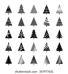 Set Black Christmas Tree Vector Illustration Stock Vector (Royalty Free ...