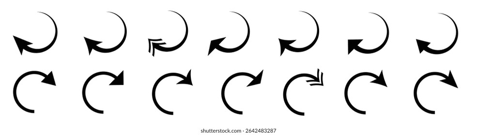 set black circle arrows transparent background