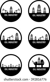 Set of black circle emblem of oil industry. Eps 10