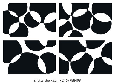 Set of black circle pattern, geometric bauhaus background. Set of abstract elements design for for cards, invitation, branding, banner, cover