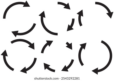 Set of black circle vector arrows. Vector Icons