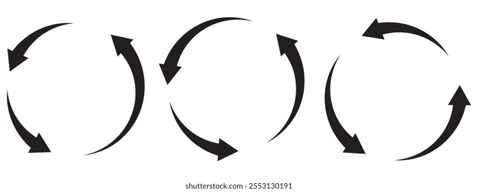 Set of black circle vector arrows. Vector Icons