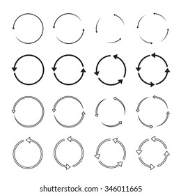 Set of black circle vector arrows