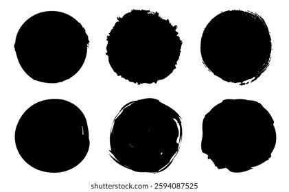 Set of black circles drawn with a brush