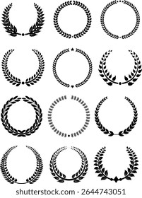 set of black circles silhouette design 