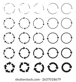 Set black circles vector arrows. Outline EPS.