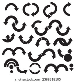 Conjunto de iconos de flecha circular negra.eps