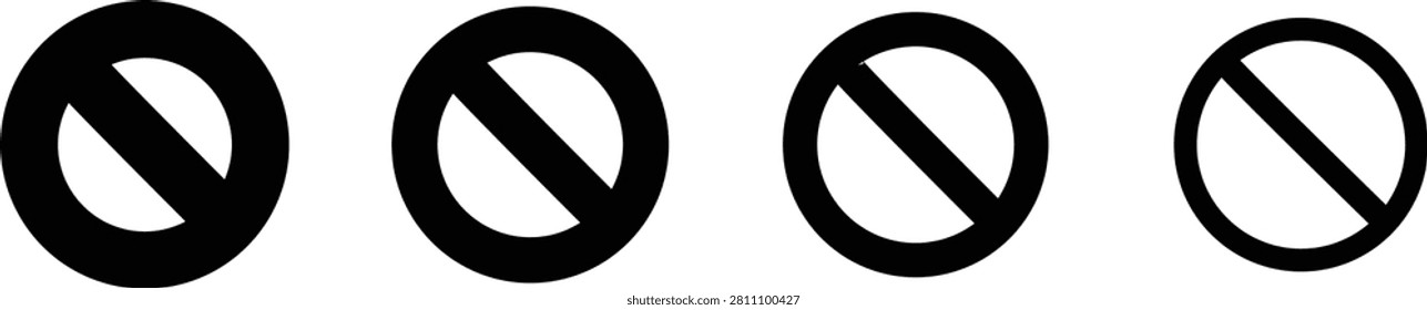 Set of black circular prohibition sign icons with prohibition restricted prohibited regulatory forbidden interface information cautionary illustration business standard