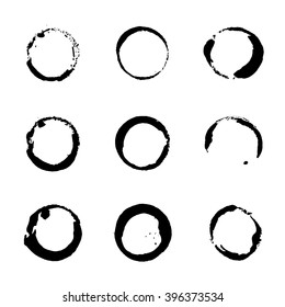 Set of black circular strokes smears, part two