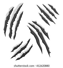 Set of black claw scratches isolated on white background. Vector scratch cat illustration eps10