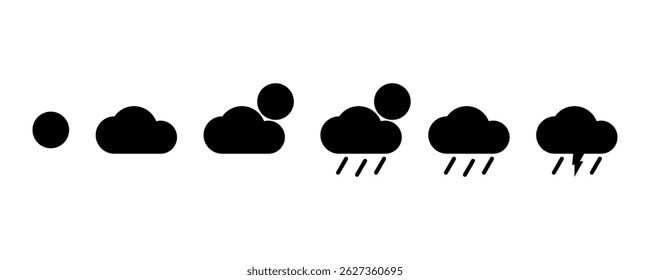Set black climate change meteorology weather forecast icon vector design
