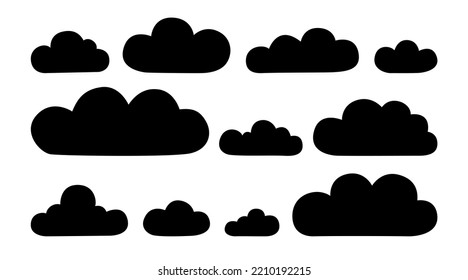 Satz schwarzer Wolken-Silhouetten