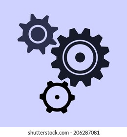 Set Of Black Cogs (gears) On Light Background. Vector Illustration.