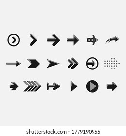 Set Of Black Collection Arrows Vector Design Style Icons
