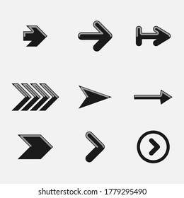 Set Of Black Collection Arrows Vector Design Style Icons