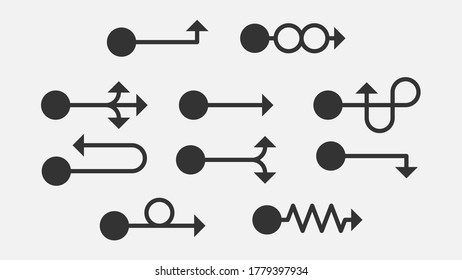 Set Of Black Collection Arrows Vector Design Style Icons