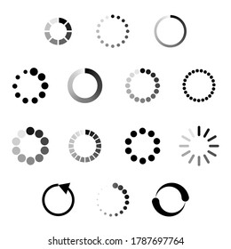 Set Black Collection Load Status Icons Vector Design Style