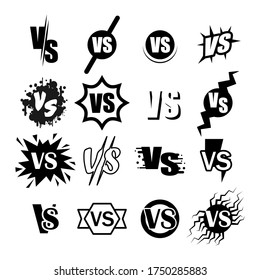 Set Black Collection Versus Vs Fight Vector Elements Icons Symbols