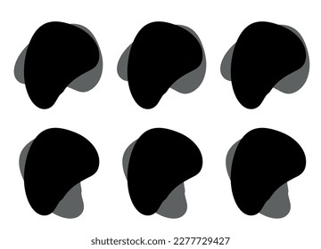 Conjunto de formas de fluido abstracto de color negro vectorial aislado en fondo blanco