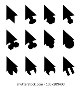 Set of black color cursor icon collection