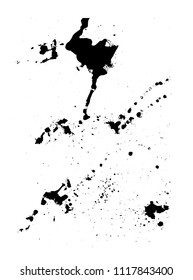 Set of black color paint splashes isolated on white background. Art vector illustration