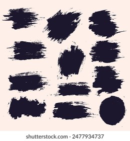 Set of black color splatter brush stroke background