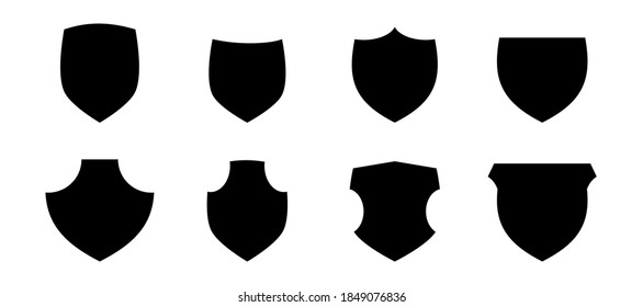 A set of black coloured shields. Logo of shields.