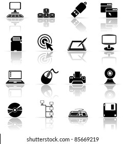 Set of black computer icons, illustration