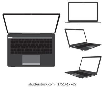 Set Black Computer Laptops Template Blank Stock Vector (Royalty Free ...