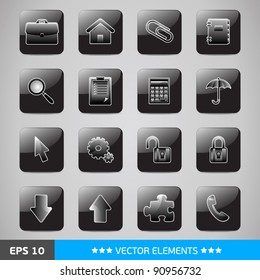 Set of black computer's web icons