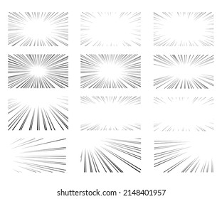 A set of black concentrated line vector material