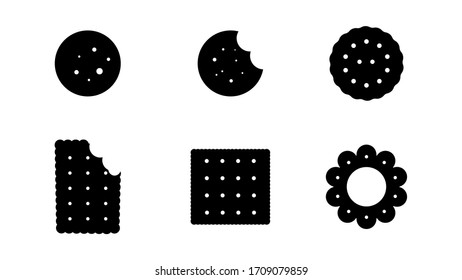 Set von schwarzen Cookie-Symbolen auf weißem Hintergrund. Vektorillustration.