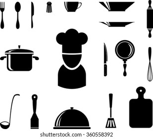 Set of black cooking icon