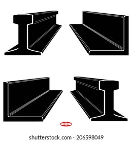 set of black corners black rails on white background vector