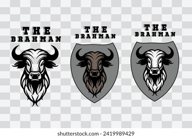 Set of black cow icon illustrations, vectoral cow head portraits.